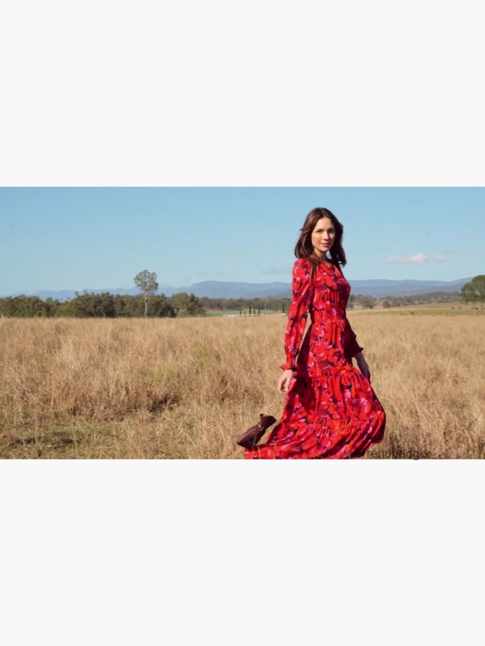 Floral Maxi Dress Long Sleeve V Neck A Line Flowy Boho Fall Dress - Picture 5 of 7